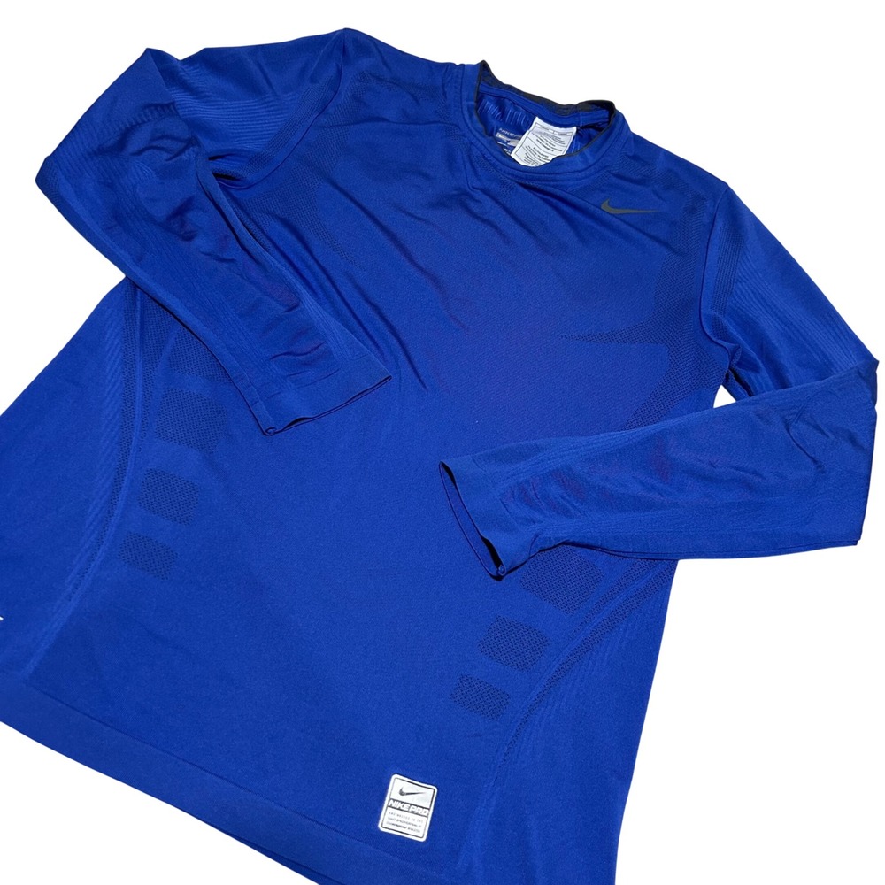 Nike Pro‎ Fitted Shirt Mens Small Blue Long Sleeve Nike FIT Training Top 1119